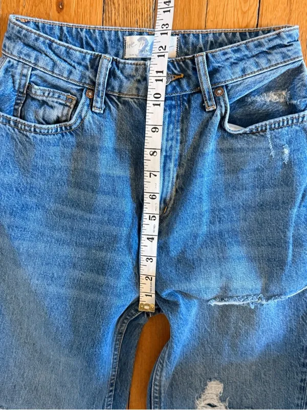 We‎ the FREE PEOPLE Straight Leg Denim Jeans My Own Lane Distressed Dark size 26 - Image 5