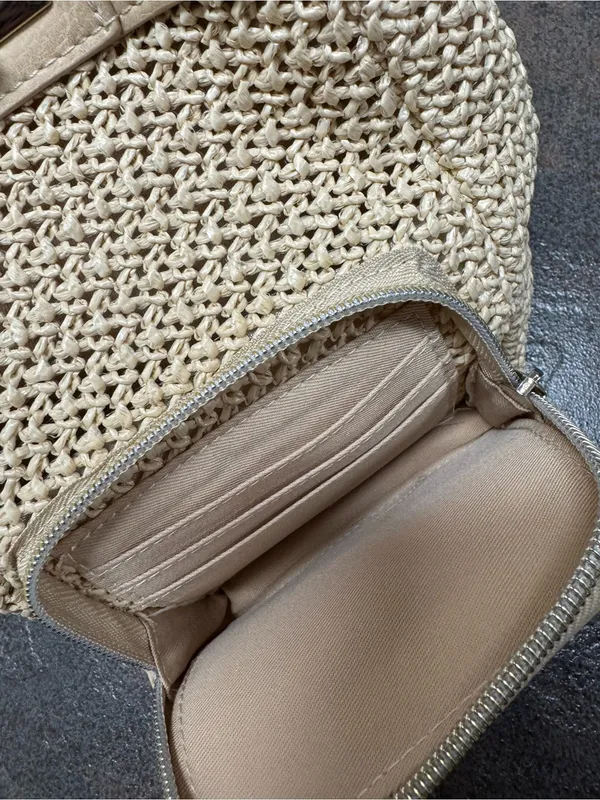 BEIS The Naturals Sling Rattan Woven Crossbody Bag Purse Beige NEW NWT Sold Out - Image 8