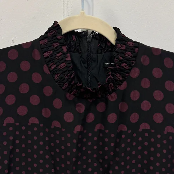 Who What Wear Dark Polka Dot Sleeveless Midi‎ Dress XXL Smocked Whimsical Retro - Image 6
