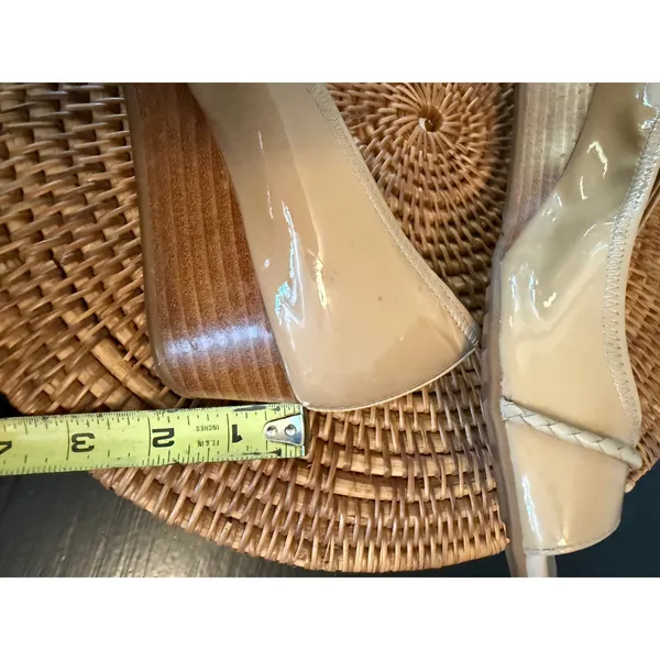 Cole Haan Air Tali Nude Patent Leather Peep Toe Wedge‎ Heels Beige Pumps - Image 11