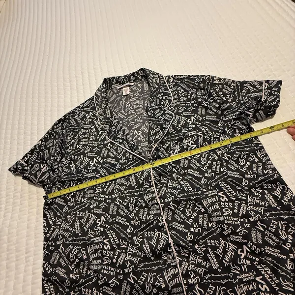Victoria’s Secret PJ Pajama Button Up Shirt Top Sz L Large Black & Pink - Image 7