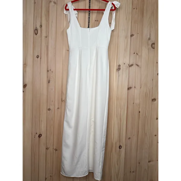 Lulus Your Sweetie White Tie-Strap Column Maxi Dress Long Wedding Holiday Medium - Image 6
