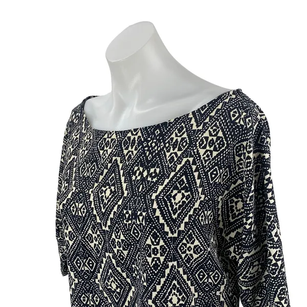 Zara Black Aztec Geometric Printed Short Sleeve Mini Twist Shift Sheath Dress S - Image 3