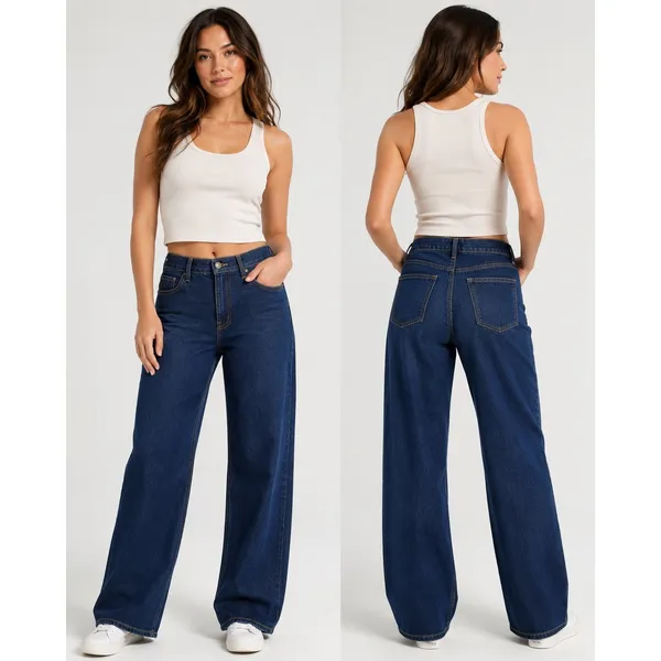 Old Navy Wow Wide Leg Jeans Womens 6 High Rise Dark Wash Denim Blue - Image 2