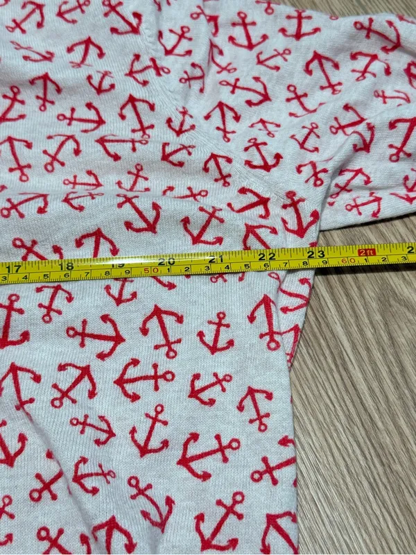 Old Navy Womens Anchor Print Crewneck Sweater Cream Red Nautical Cotton XL - Image 6