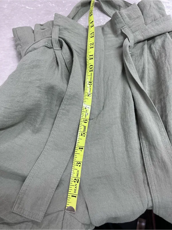 Paper bag high tie waist Sage Green Pants size S - Image 5
