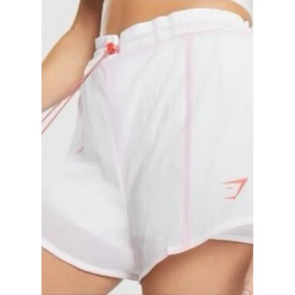 Gymshark Pulse 2 Running Shorts Women L White Neon Orange Athletic Ripstop Liner - Image 2