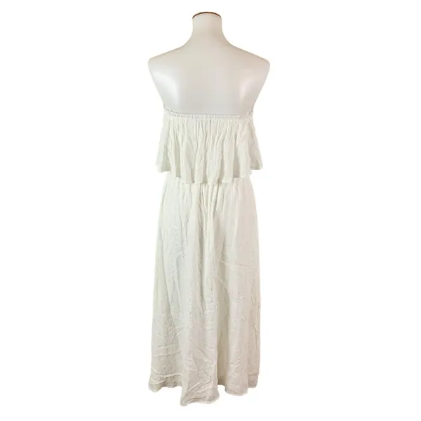 Lulus White Strapless‎ Maxi Dress Metallic Thread Drawstring Waist XS - Image 5