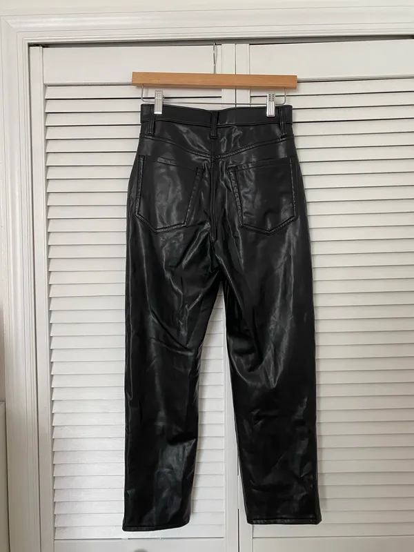 Abercrombie Black Vegan Leather Pants Ankle Straight Ultra High-Rise - Image 3