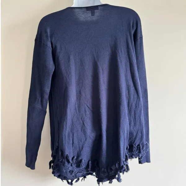 Lilly‎ Pulitzer Navy Blue Tassel Hem Sweater XS Cotton Lightweight Knit preppy - Image 2