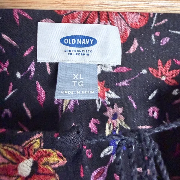 Old Navy Blouse Women Plus XL Black Floral Babydoll Office Cottagecore Whimsical - Image 6