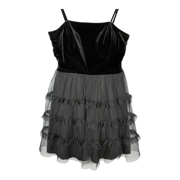 Trixxi Mini Dress Womens Large Black Velvet‎ Tulle Tiered Goth Cocktail Party - Image 4