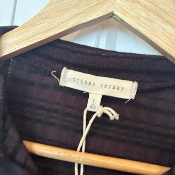 Gilded Intent Brown And Black Stripe Top Size‎ Large - Image 5