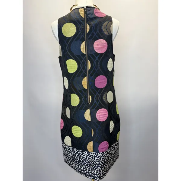 Maeve Anthropologie‎ Polka Dot Metallic Shift Dress Size Small Mod Art Deco - Image 2