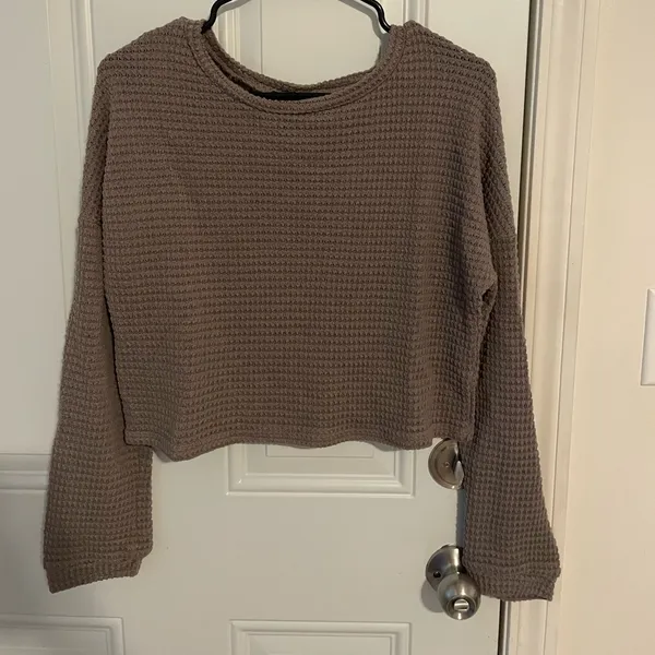 Olia Waffle Knit Long Sleeve (S) Gray - Image 2