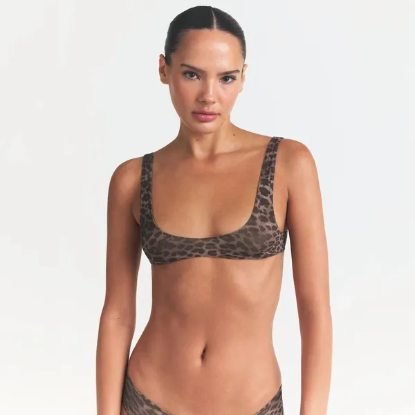 Skims Fits Everybody Micro Scoop Bralette Sienna Jaguar Print Size 4X - Image 8