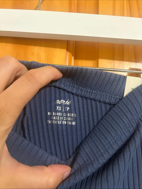 Aerie Size XS Blue Ribbed Bell Bottom High-Rise Activewear Pants New With Tags - Image 4