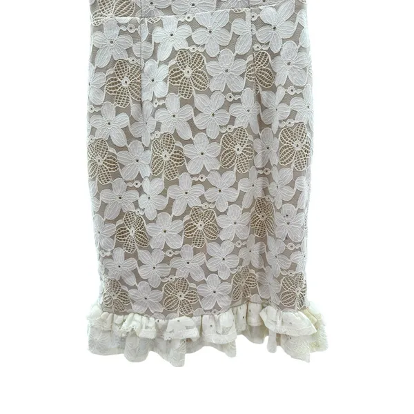 Here Comes The Sun‎ White Floral Lace Ruffle Mini Dress Off Shoulder Boho Bridal - Image 3
