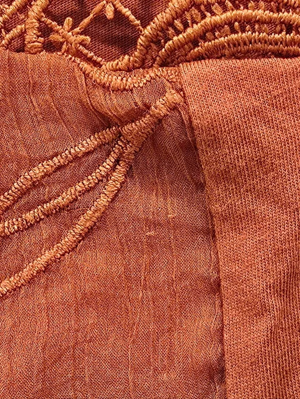 Anthropologie Tiny Noah Embroidered Lace Blouse Burnt Orange XS - Image 8