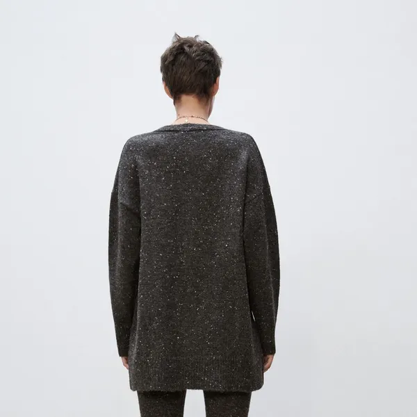 Nwot Zara Wool / Alpaca Blend Rib Trim Knit Long Cardigan Gray Small - Image 6
