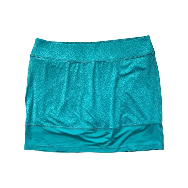 Columbia Anytime Casual Athletic Sporty Outdoor Skort Teal Leopard Print Large - Image 2