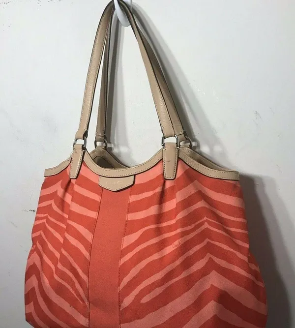 COACH Pink Animal Print Canvas Tote Bag - Image 3