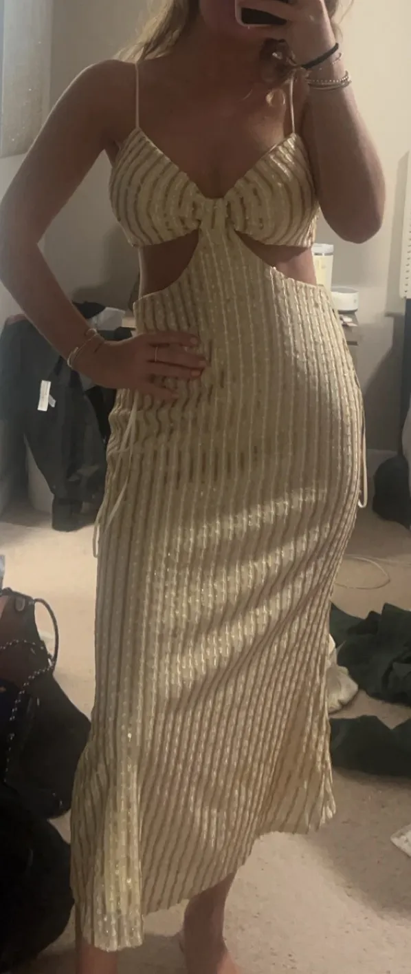 Hello Molly Sparkling Love Midi Dress Gold - Image 7