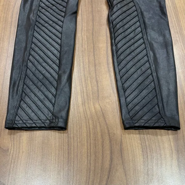 SPANX Black Faux Leather Moto Leggings High Rise Shaping - Image 3