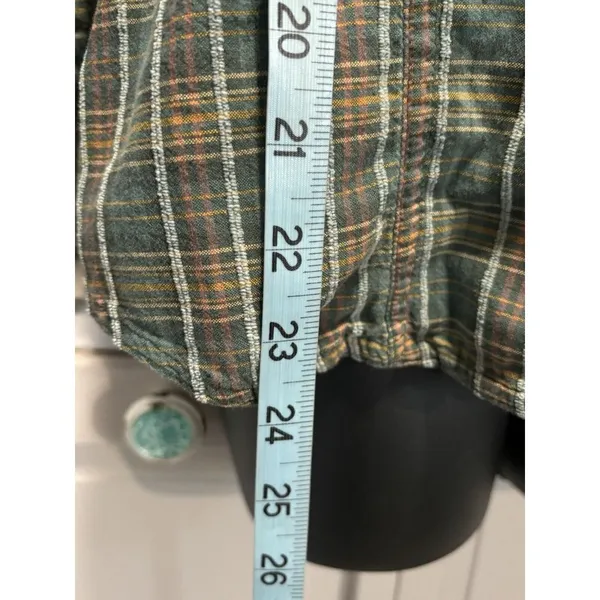 Woolrich Vintage Flannel Shirt‎ Green/Orange Plaid Button Up Size See Measure - Image 3