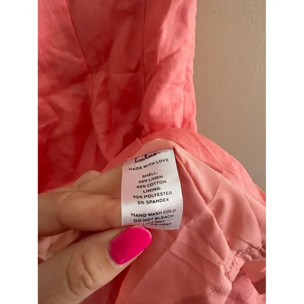 Lulus Undoubtedly Sweet Coral Pink Linen Sleeveless Mini Dress Size XS Vacation - Image 10