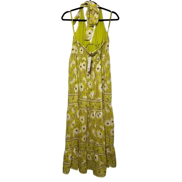 NWT BAND OF THE FREE Keahi Lime and Cream Floral Halter Maxi‎ Dress - small - Image 3