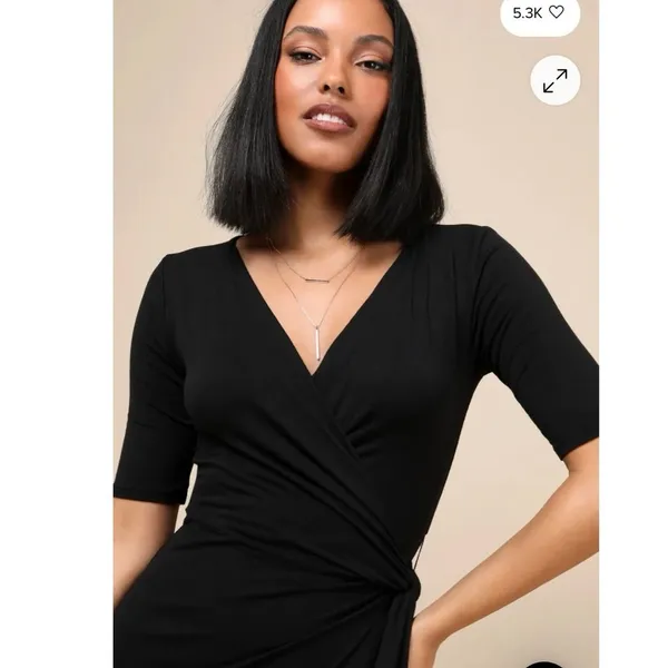 Lulus Forget Me Knot Black Midi Wrap Dress in Size M NWT! - Image 3