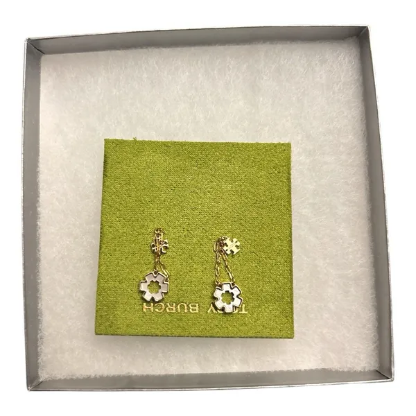 Tory Burch Kira Clover Linear Earrings Forget Me Not Drop Earrings New w/tag - Image 3