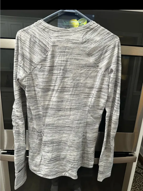 Lululemon Striped Gray Long Sleeve Athletic Top - Image 2