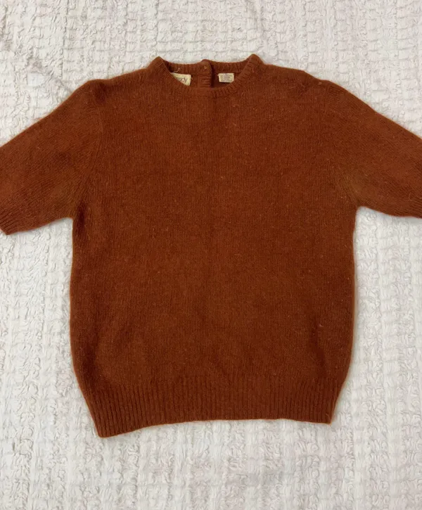 Cassidy Sweater Lambwool Angora Short Sleeve Brown Sz M - Image 4