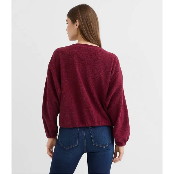NWT! Loft Deep Wine Burgundy Sherpa Bubble Sweatshirt Medium - Image 8
