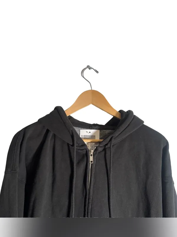 J. Galt Black Full Zip Hooded Sweatshirt Women's L/XL Oversized Casual Wear NWT - Image 3