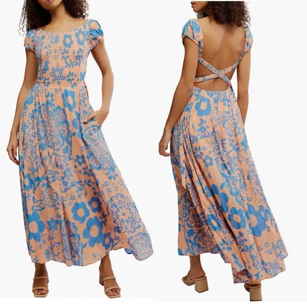 Free People Ultraviolet Maxi Dress, Size Small, Pale‎ Pink/Blue NWT - Image 2