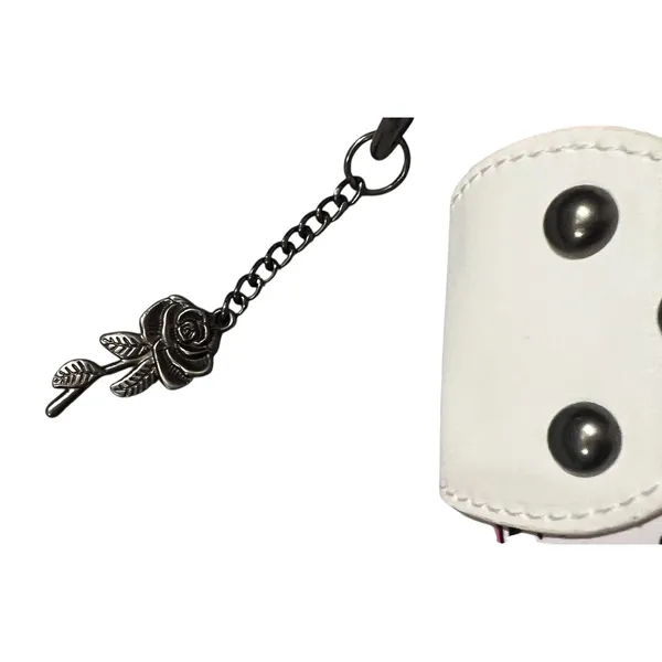 Ed Hardy White Skull Rose Tattoo Print Hobo‎ Shoulder Bag Studded Punk Rock - Image 8