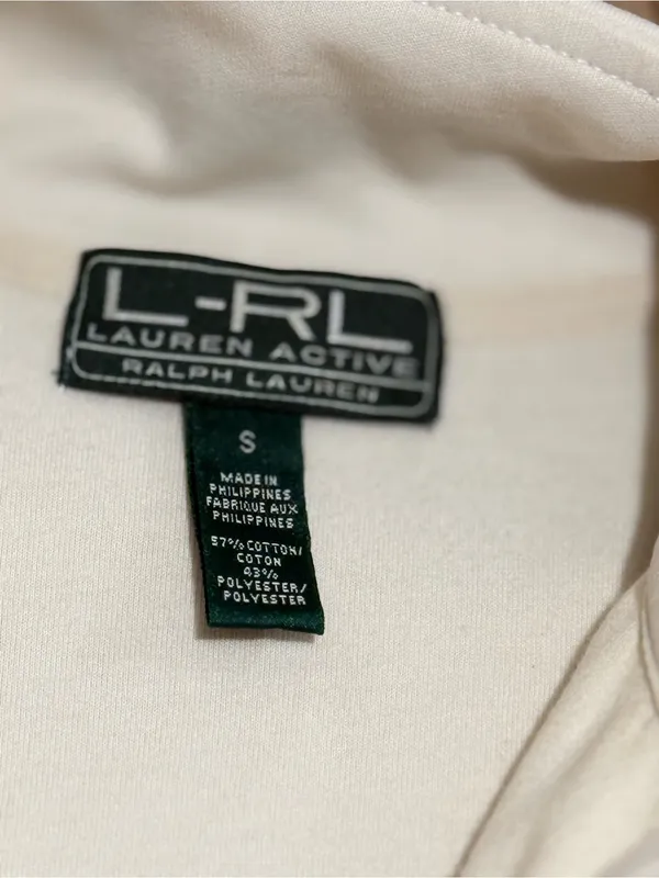 Lauren Active Ralph Lauren Cream Track Jacket Womens S Y2K Full Zip Mock Neck - Image 4
