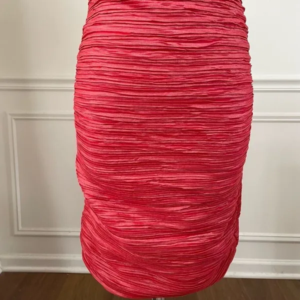 Arden B Melon Coral Plise Petal BodyCon Mini Dress S - Image 6