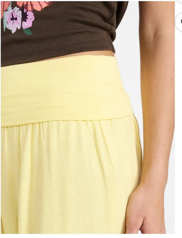 No Boundaries Wide Leg Yellow Roll Waist Pants - Image 3