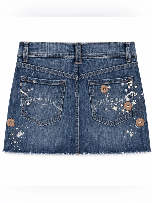 Bejeweled Denim Skirt Blue - Image 3