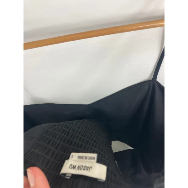 Jason Wu Cutout Front Black Linen Blend Crop Top Size Small - Image 3