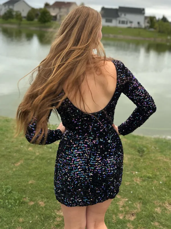 Long sleeve homecoming dress - Image 3