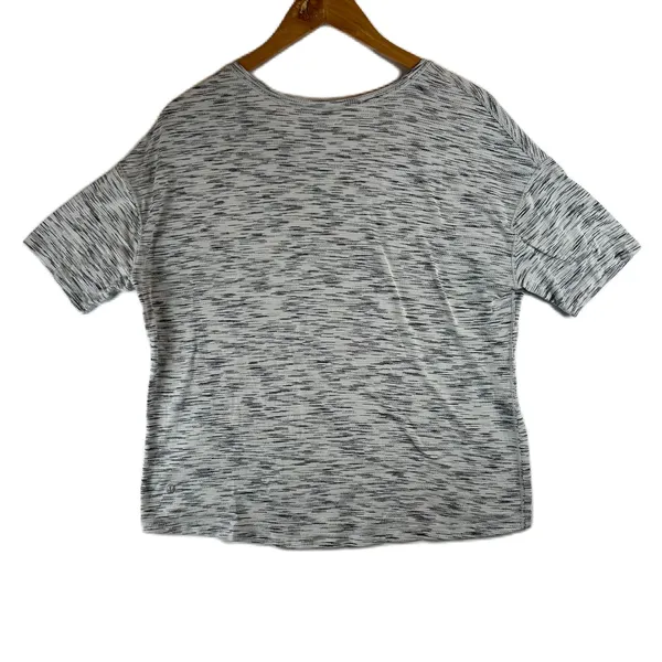 Lululemon Athletica Space Dye Relaxed‎ Fit Short Sleeve Top Size 8 White Black - Image 2