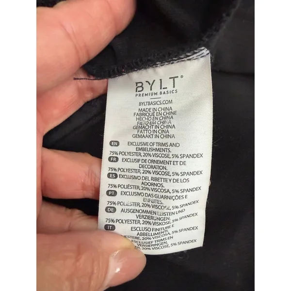 BYLT Premium Basics Black Wide Leg High Rise Pants Women's L Stretch‎ Career - Image 8