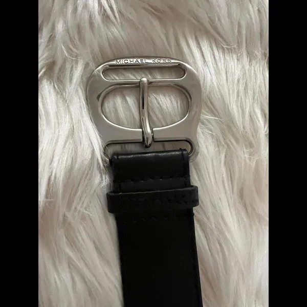 Michael Kors Black Belt with Silver Hardware - Image 3