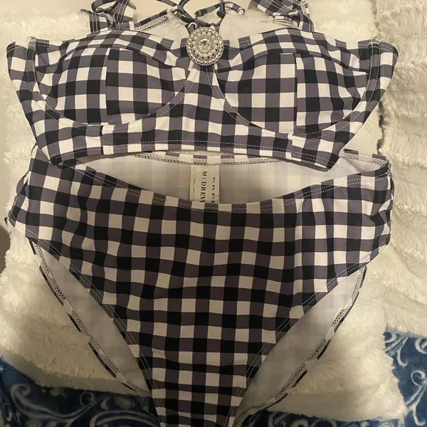 Black and White Bikini Size S-Top 34 B Cup M Bottom - Image 2