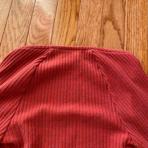 Urban Outfitters berry red ribbed square neck long sleeve top - Image 12